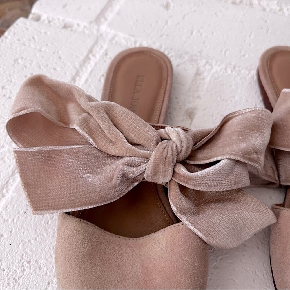 Ulla Johnson Lou Velvet/Suede Bow Slides Mules in Dust Pink Size IT 36 US 6 - Picture 4 of 9